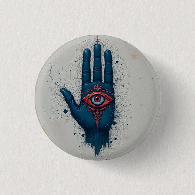 Mystische Handdarstellung mit rotem Auge Button (Vorderseite)