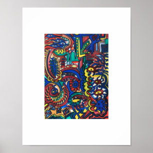 Mystische, handgemalte Abstrakte Kunst Poster