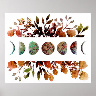 Mystische Herbstmond-Zyklus Bouquet Kunst Printwer Poster