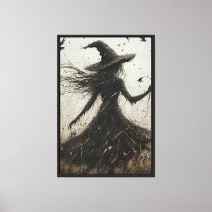 Mystische Hexe im Wind - Kunst der Gotik Leinwanddruck