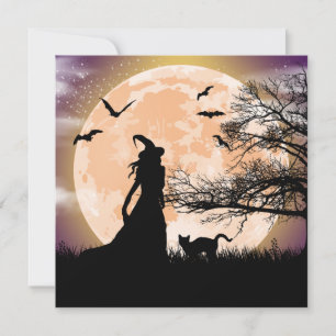 Mystische Hexe und Vollmond Einladung