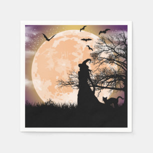 Mystische Hexe und Vollmond Serviette