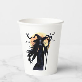 Mystische Hexe unter Vollmond Pappbecher