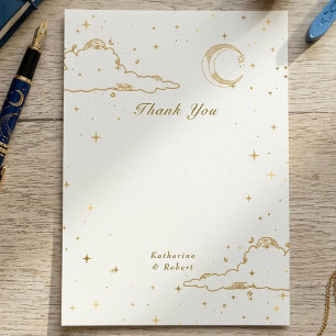 Mystische Himmelsgoldmondwolken Hochzeit Dankeskarte