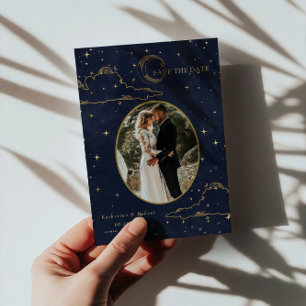 Mystische Himmelsgoldmondwolken Hochzeit Save The Date
