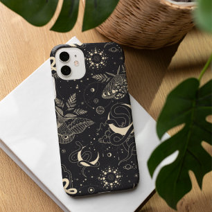 Mystische Himmelsnächtliche Moth & Schlangenmuster iPhone 16 Hülle