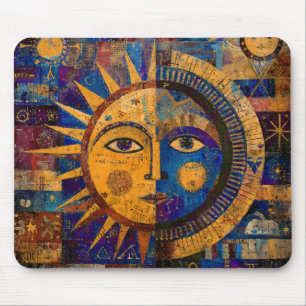 Mystische Himmelssonne Mond Alchemie Mousepad