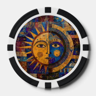 Mystische Himmelssonne Mond Alchemie Pokerchips
