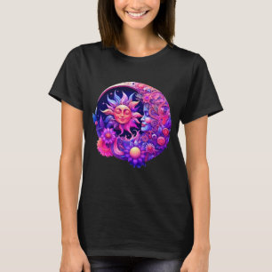 Mystische Himmelssonne und Mond T-Shirt