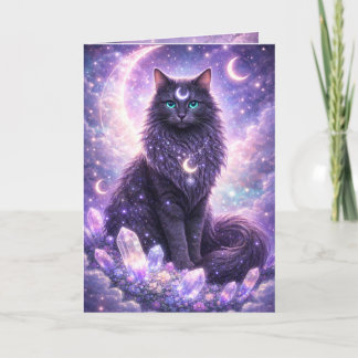 Mystische Himmlische Katzen Mond Galaxie Fantasie  Karte