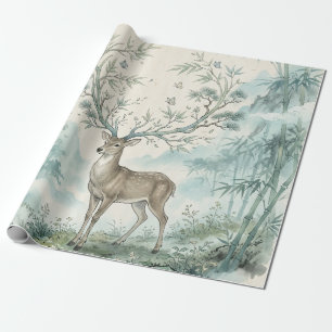 Mystische Hirschwald-Aquarellkunst Geschenkpapier