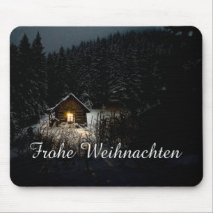 Mystische Hütte im tiefen Wald, Weihnachten Mousepad
