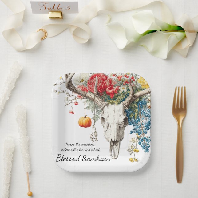 Mystische Jahreszeiten | Samhain Witchy Design Pappteller (Hochzeit)