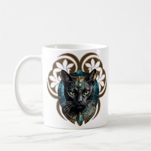 Mystische Katze Ägyptens, schwarz wie die Nacht, Kaffeetasse