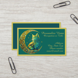 Mystische Katze auf dem Mond Himmelsnacht-Design Visitenkarte