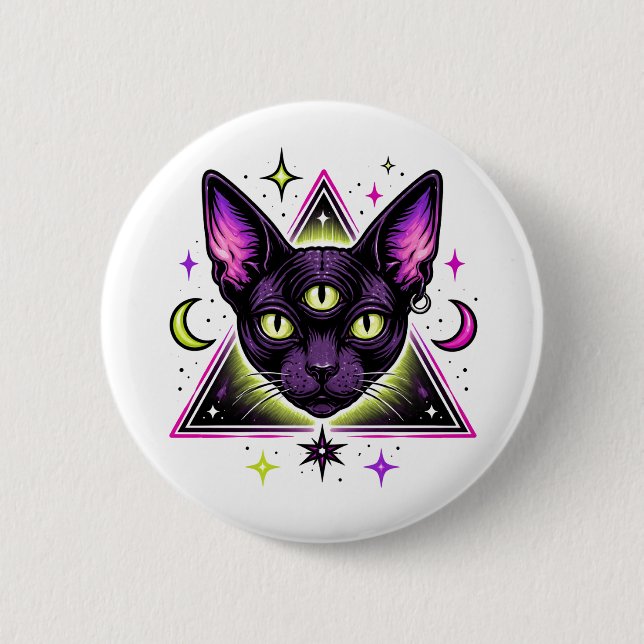Mystische Katze Button (Vorderseite)