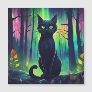Mystische Katze der Nordlichter Magnetkarte