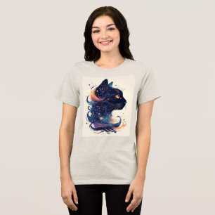 Mystische Katze in lebendigen künstlerischen leuch Tri-Blend Shirt