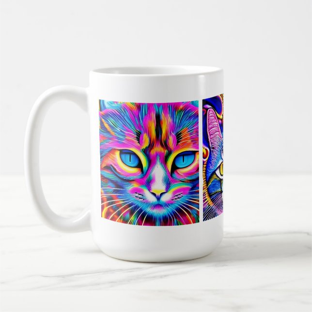 Mystische Katze | Psychedelische Kunst Kaffeetasse (Links)