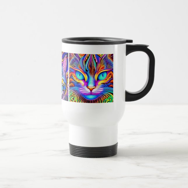 Mystische Katze | Psychedelische Kunst Reisebecher (Rechts)