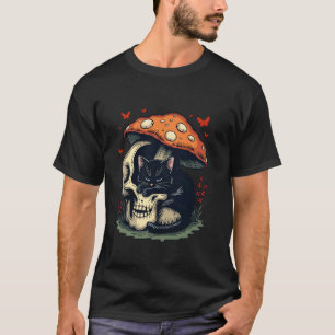 Mystische Katze schwarze gotische Ästhetik mit Tot T-Shirt