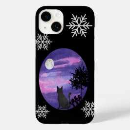 Mystische Katze unter dem Mond – Träumende purpurn Case-Mate iPhone 14 Hülle