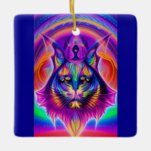 mystische Katzenverzierung Keramikornament