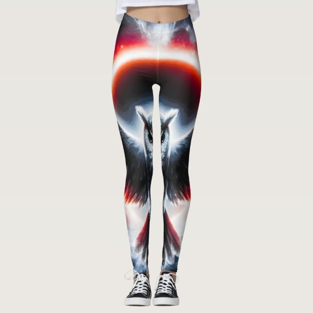 Mystische Kosmische Himmels-Eule Leggings (Vorderseite)