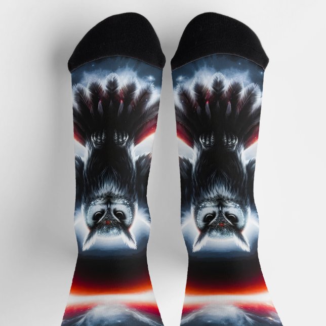 Mystische Kosmische Himmlische Eule Socken (Oben)