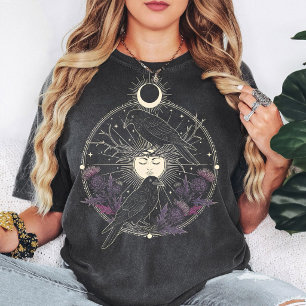 Mystische Krähen & Mond - Himmelsgrafik T-Shirt