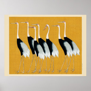 Mystische Krane: Harmonie in Gold Poster