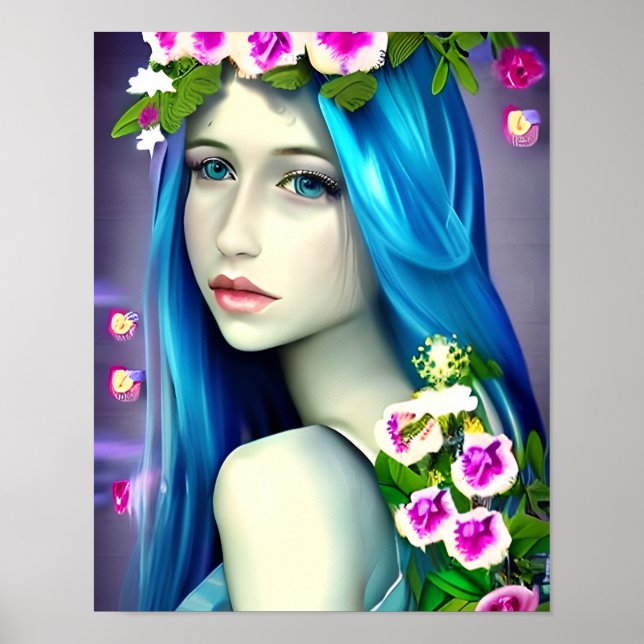 Mystische Kunst | Beautiful Blue Fairy Poster (Vorne)