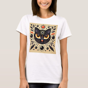 Mystische Kunst eines schwarzen Katers T-Shirt