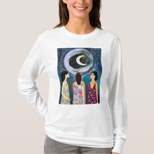 Mystische Kunst   Frauen mit Blick auf den Mond T-Shirt