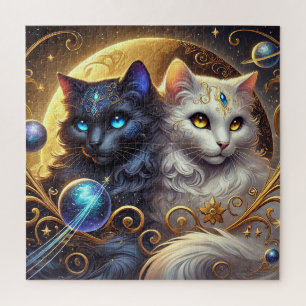 Mystische Kunstwerke von himmlischen Katzen zwisch