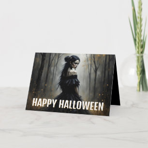 Mystische Lady im Dunklen Halloween-Wald Karte