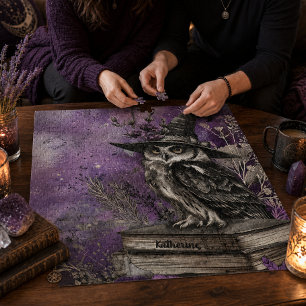 Mystische Lila Hexen-Eulen-Kunst mit individuellem