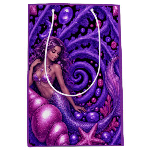 Mystische lila Meerjungfrau Fantasy-Kunst   Magisc Mittlere Geschenktüte