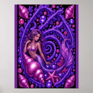 Mystische lila Meerjungfrau Fantasy-Kunst   Magisc Poster