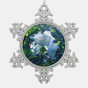 Mystische Magnolien-Schneeflocke Schneeflocken Zinn-Ornament