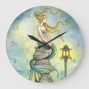 Mystische Meerjungfrau Fantasy-Kunst von Molly Har Große Wanduhr