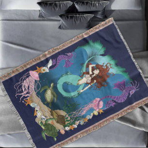 Mystische Meerjungfrau Ozean Fantasy Blaues Meer-L Decke