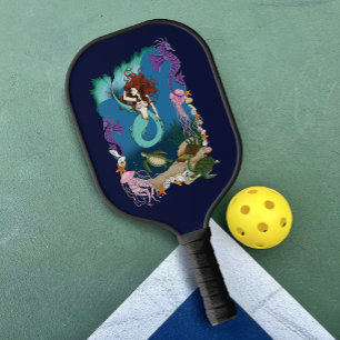 Mystische Meerjungfrau Ozean Fantasy Blaues Meer-L Pickleball Schläger