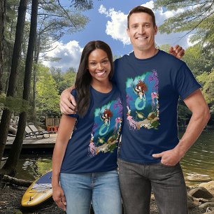 Mystische Meerjungfrau Ozean Fantasy Blaues Meer-L T-Shirt