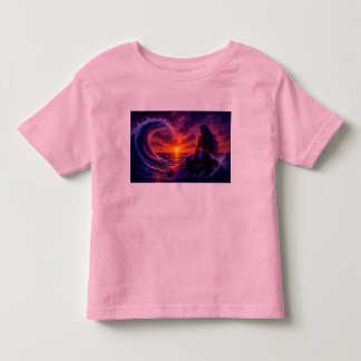 Mystische Meerjungfrau-Wellen-Fantasie-Sonnenunter Kleinkind T-shirt