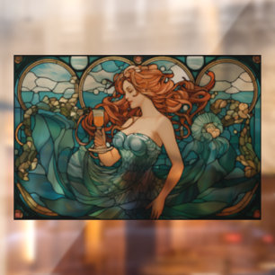 Mystische Mermaid-Verkleidung aus festem Glas Fensteraufkleber