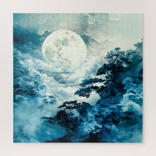 Mystische mondbeschienene Berglandschaft