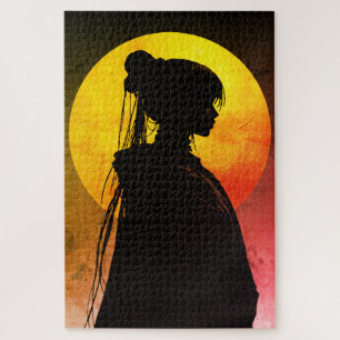 Mystische Mondlicht-Silhouette – Elegante Anime