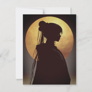 Mystische Mondlicht-Silhouette – Elegantes Anime Postkarte