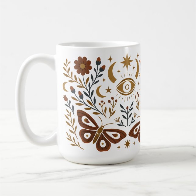Mystische Motte und Mond Kaffeetasse (Links)